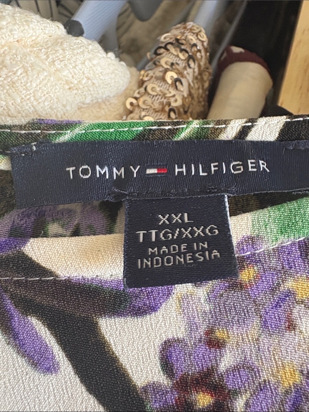 Tommy Hilfiger Floral Sleeveless Print Tunic in Green, Purple, Black, Size XXL - Picture 5 of 6